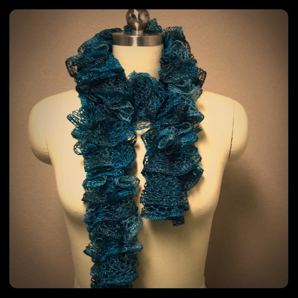 Teal ruffle scarf